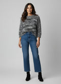 Black Variegated Stripe Eyelash Knit Pullover Jumpers