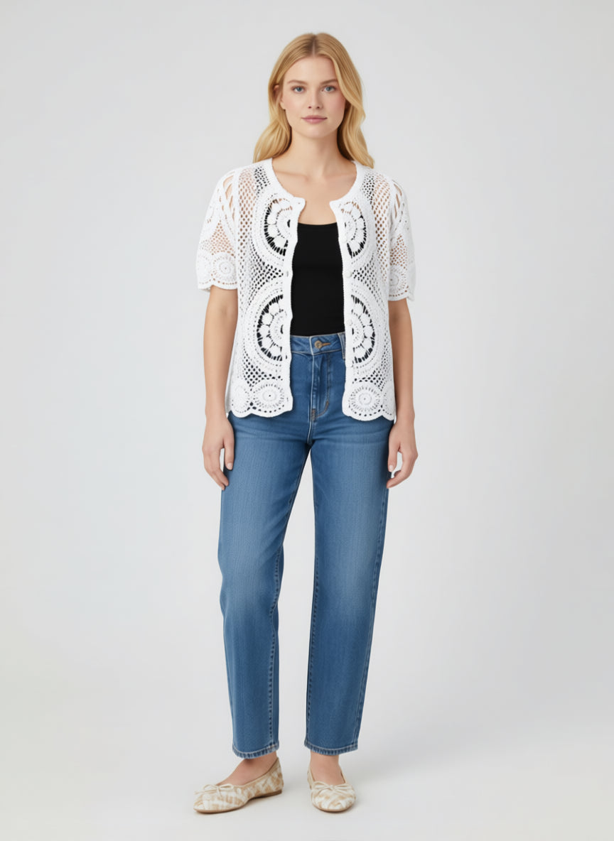 Short Sleeve Crochet Cardigan
