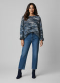 Blue Variegated Stripe Eyelash Knit Pullover Jumpers