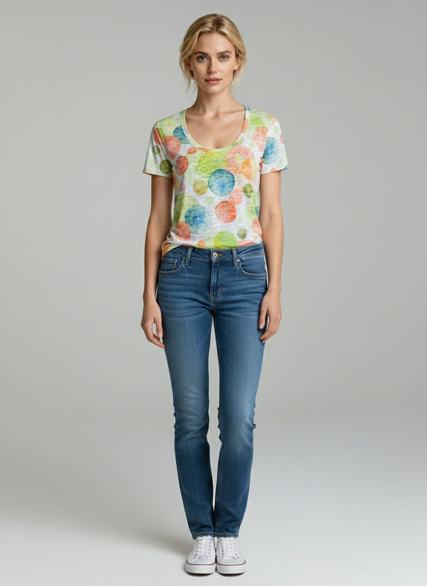Allover Printed Circles Graphic T-shirt
