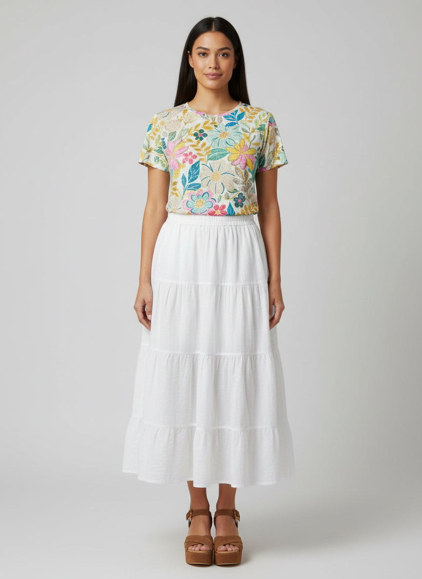 Allover Printed Floral Sketch T-shirt