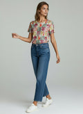 Allover Printed Abstract T-shirt with Foil