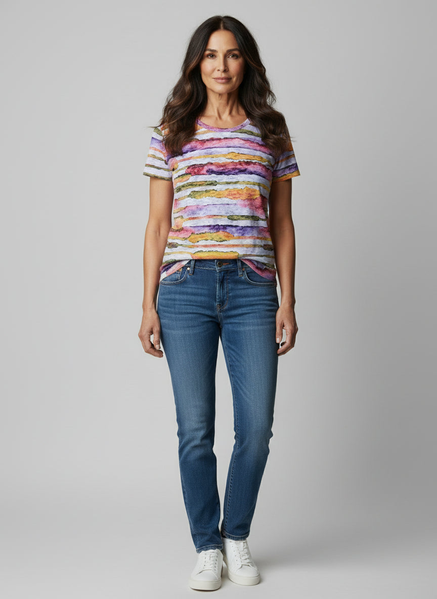 Allover Printed Watercolour Stripe T-shirt