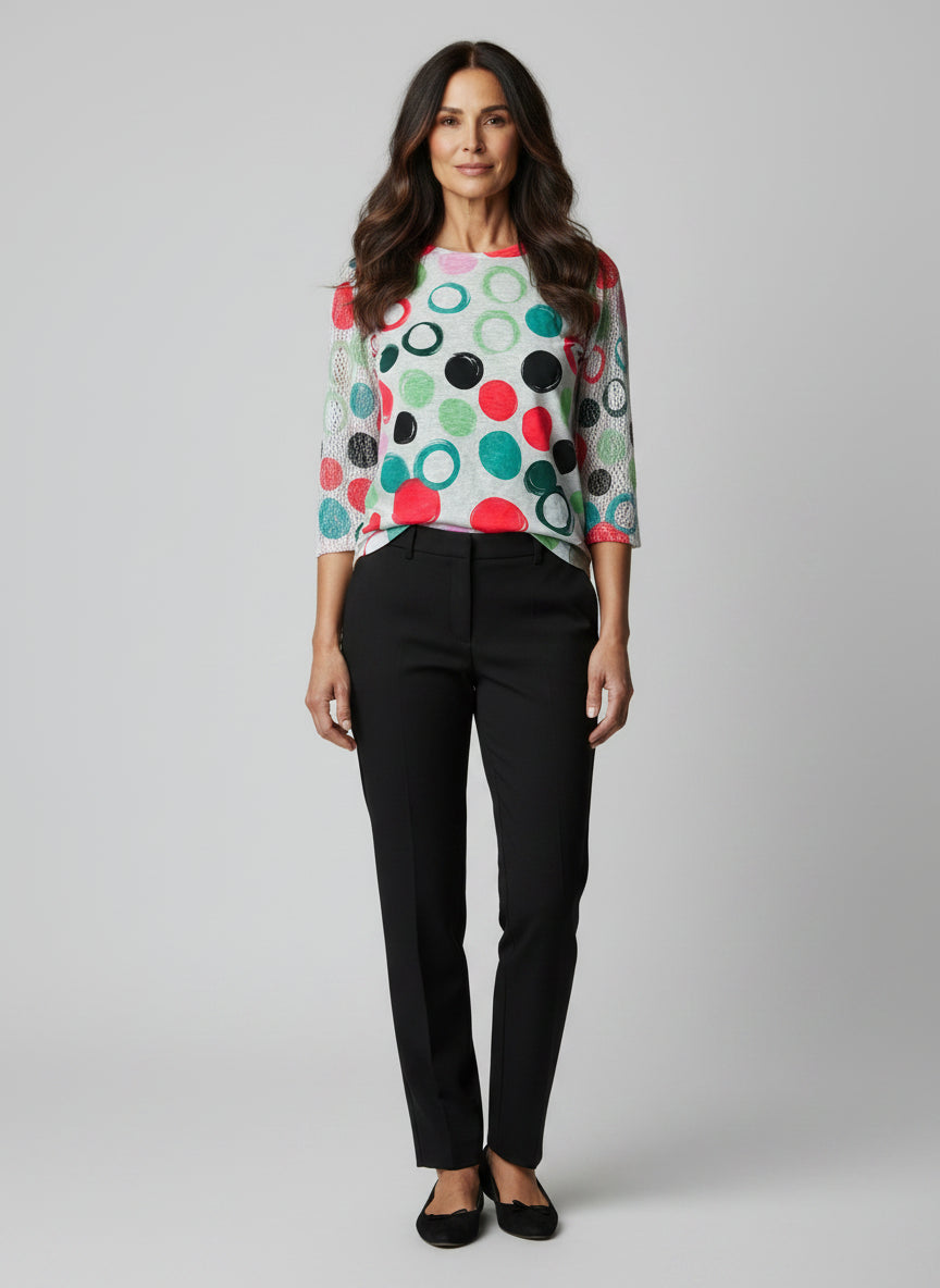 Circle Sketch Print 3/4 Sleeve Top