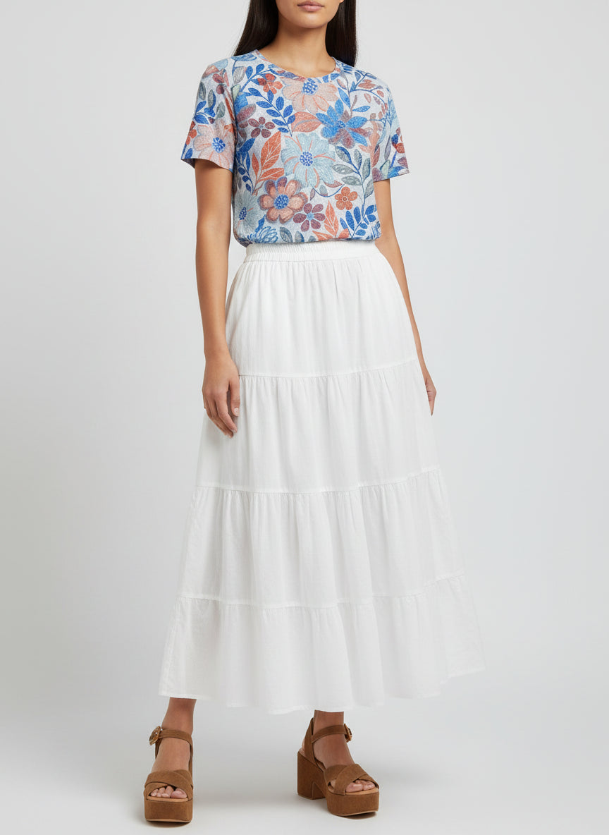 Allover Printed Floral Sketch T-shirt
