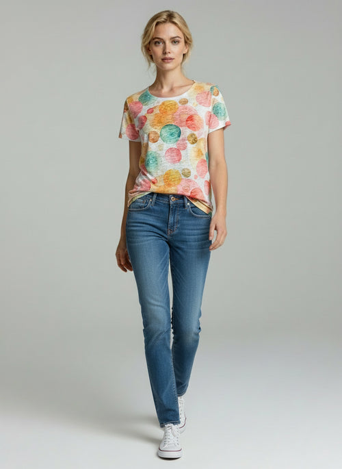 Allover Printed Circles Graphic T-shirt