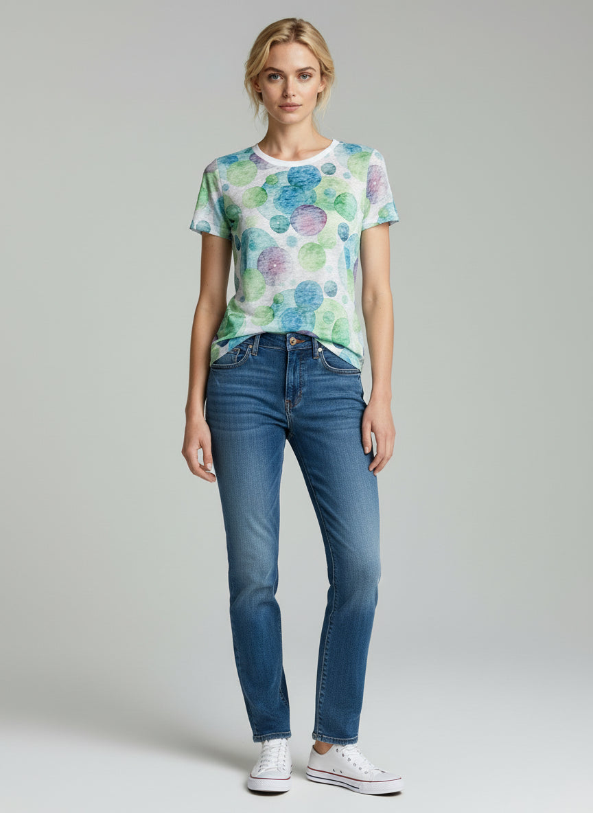 Allover Printed Circles Graphic T-shirt