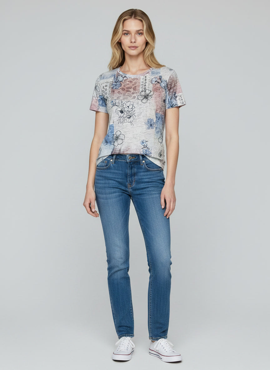 Allover Printed Floral Abstract T-shirt