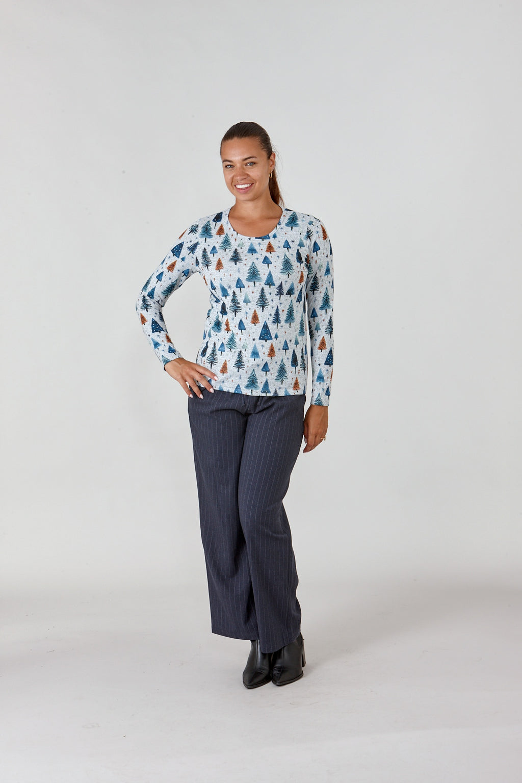 Christmas Tree Printed Wool Touch Top