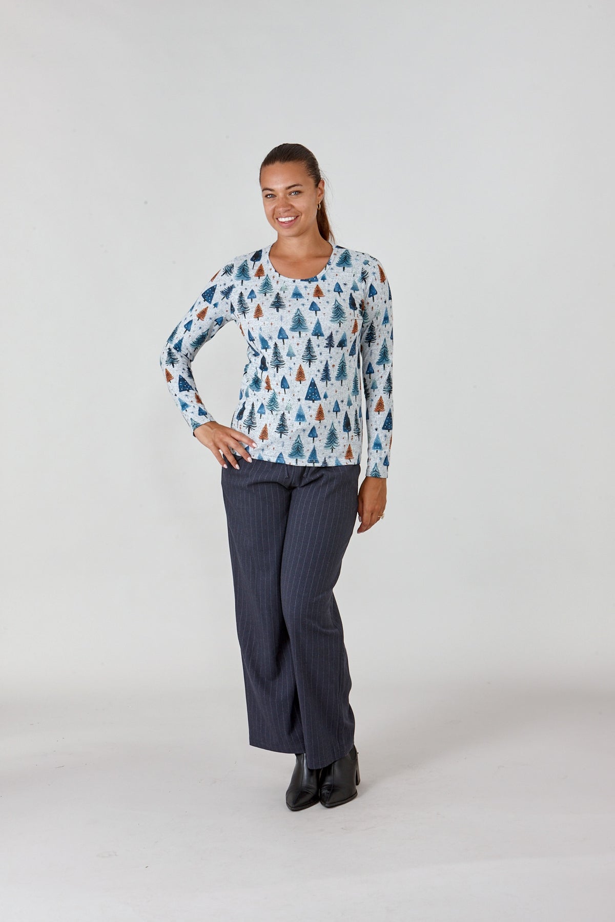 Christmas Tree Printed Wool Touch Top