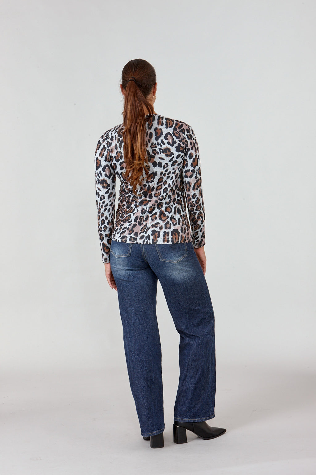 Wool Touch Leopard Print Top with Diamante