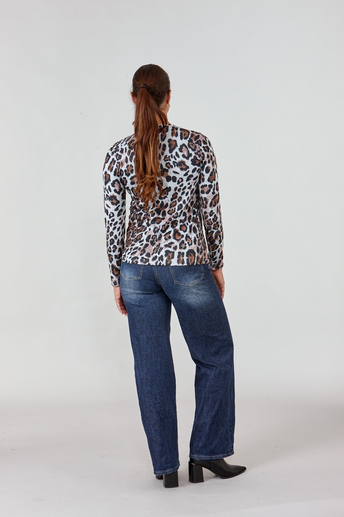 Wool Touch Leopard Print Top with Diamante
