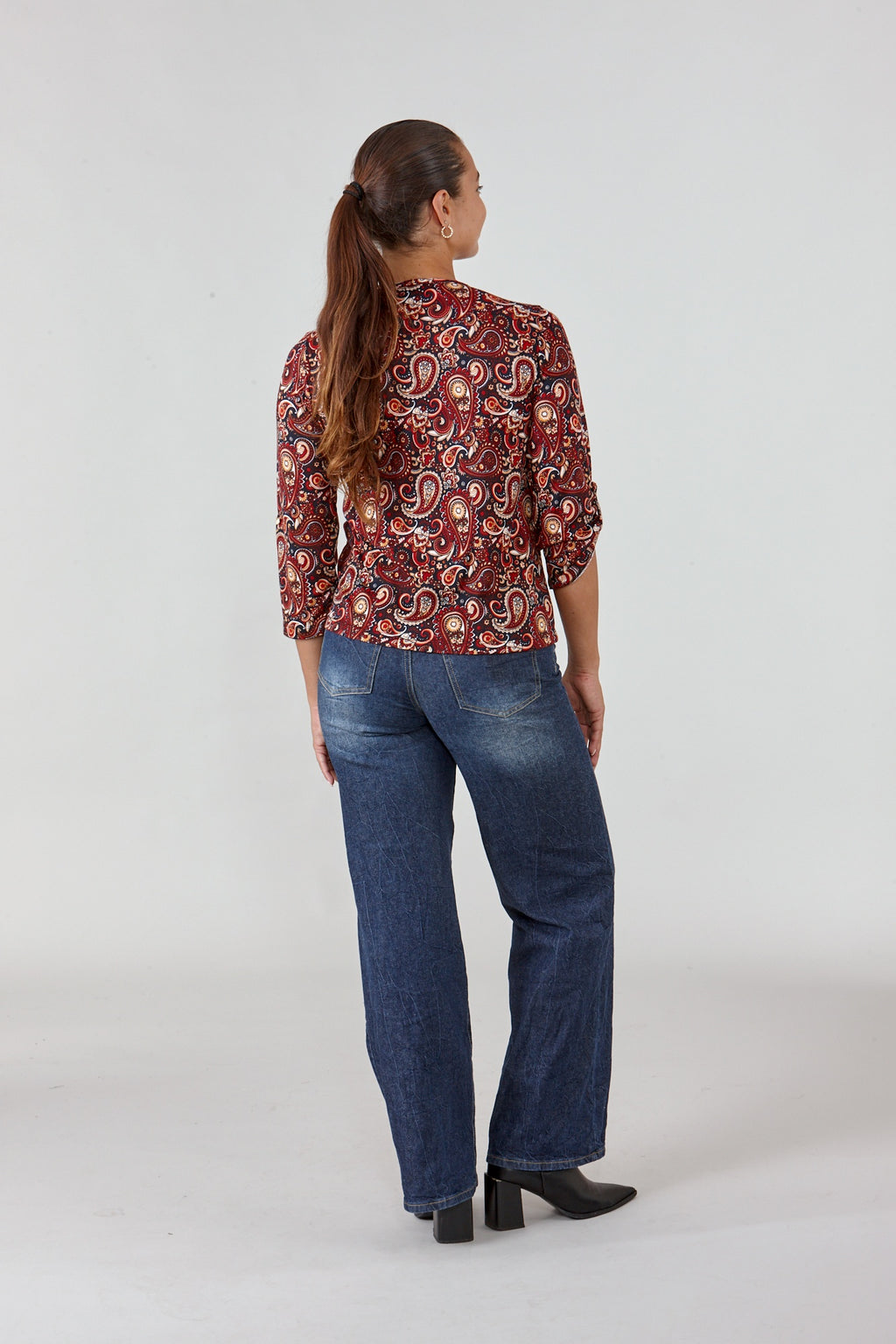 Wool Touch Paisley and Floral Printed Top