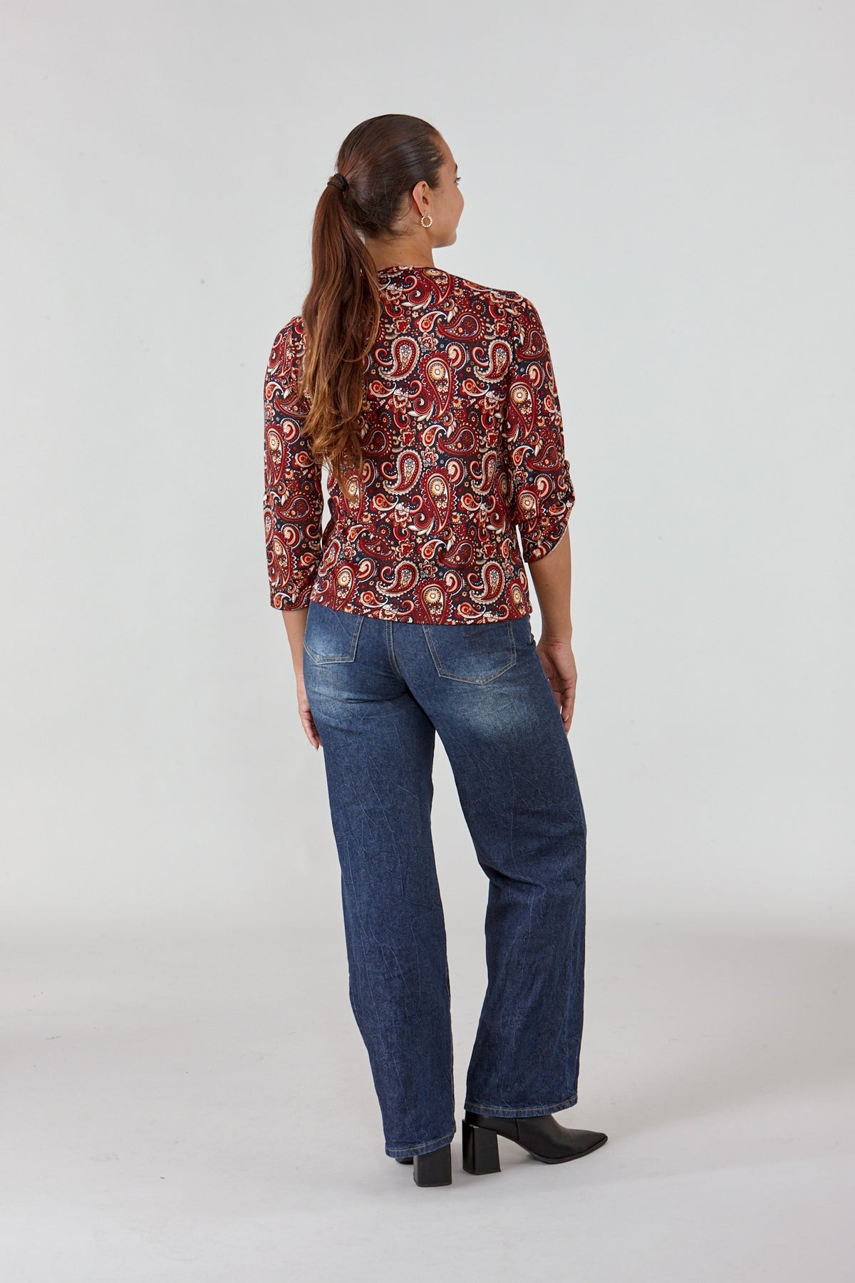 Wool Touch Paisley and Floral Printed Top
