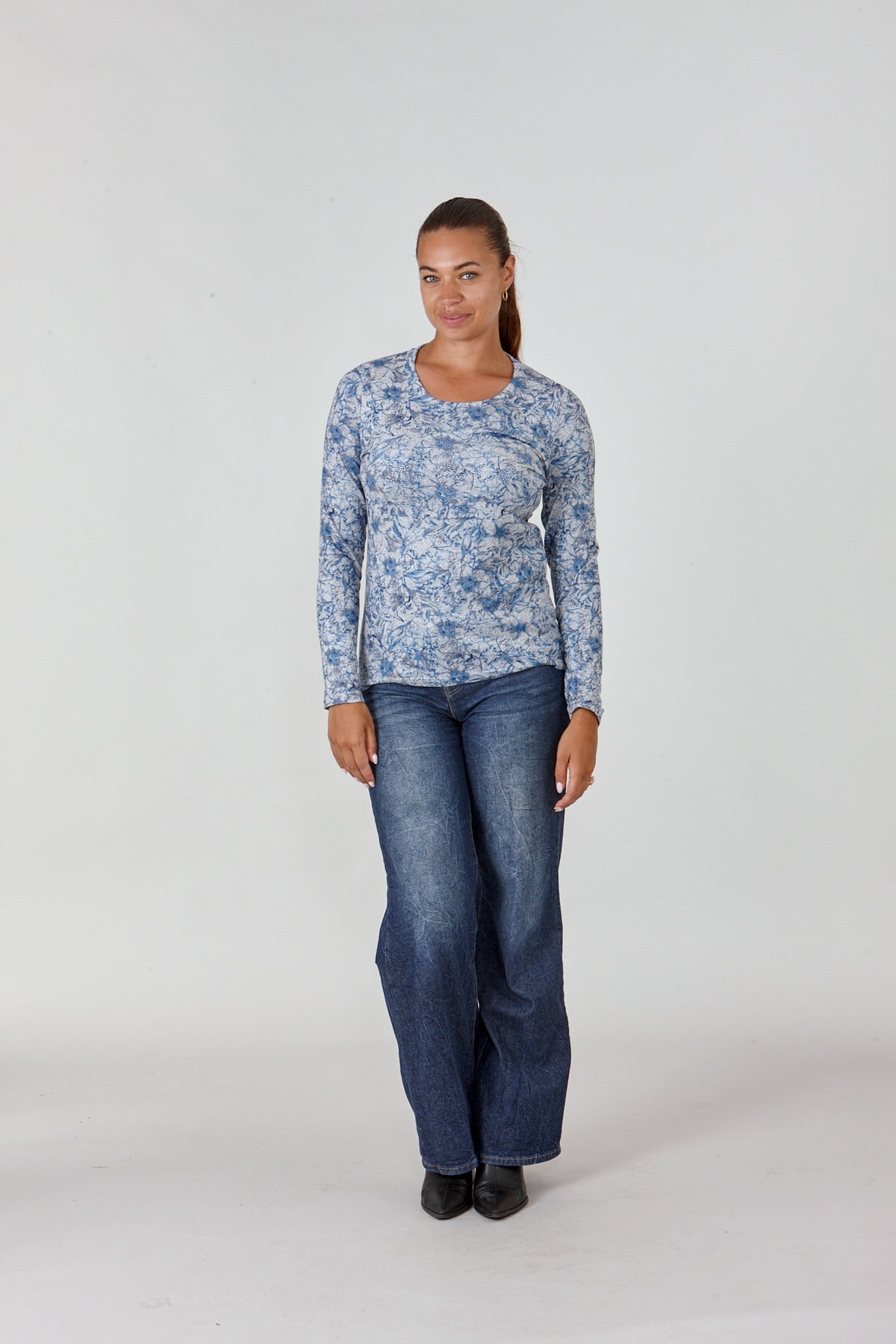 Floral Print Top with Diamante