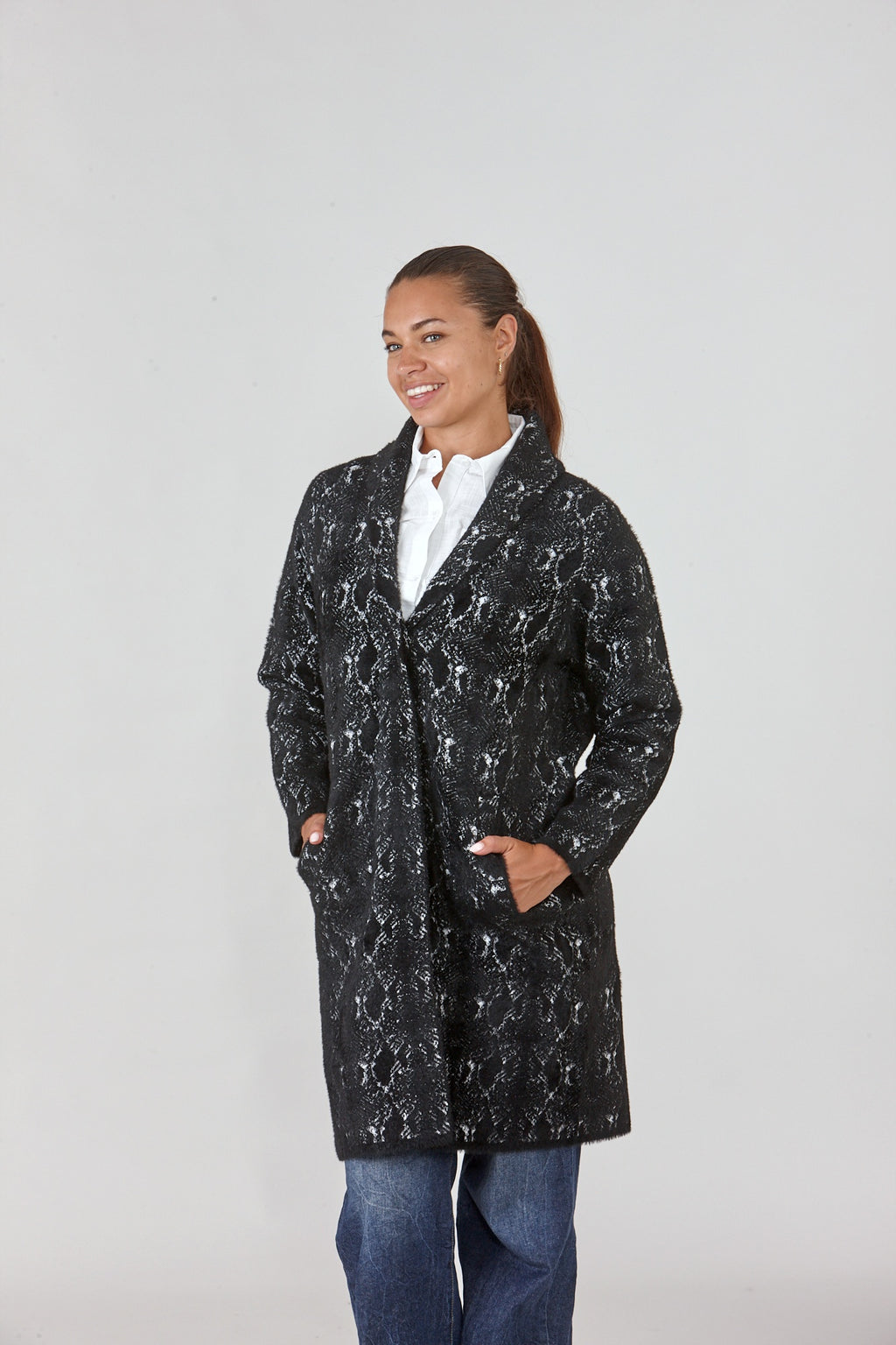 Snake Print Long Coatigan
