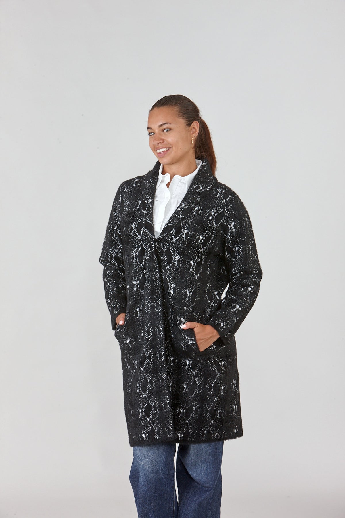 Snake Print Long Coatigan