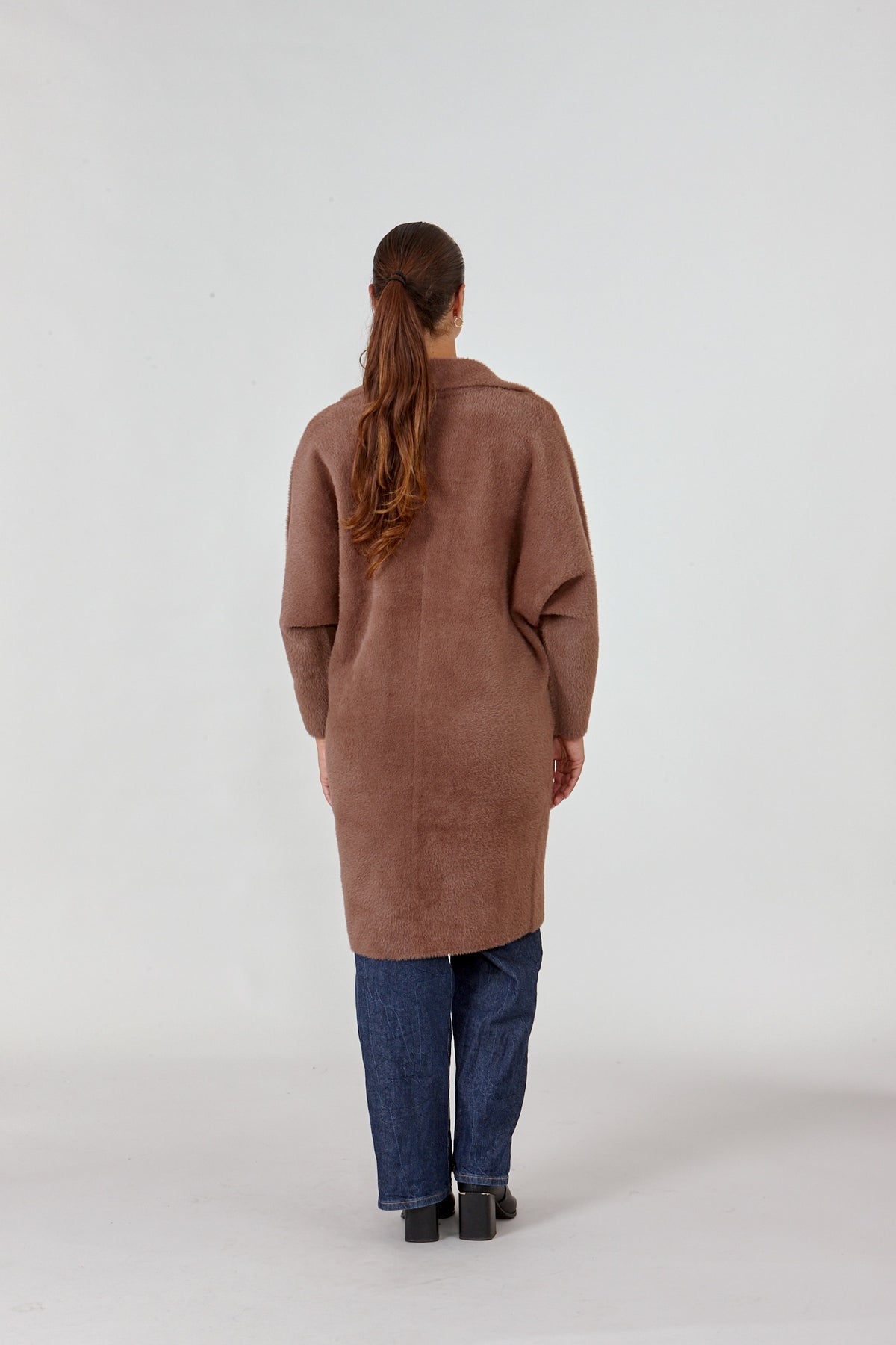 Batwing Faux Fur Long Coat