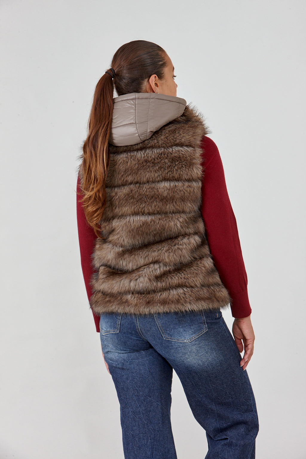 Reversible Faux Fur Hooded Vest