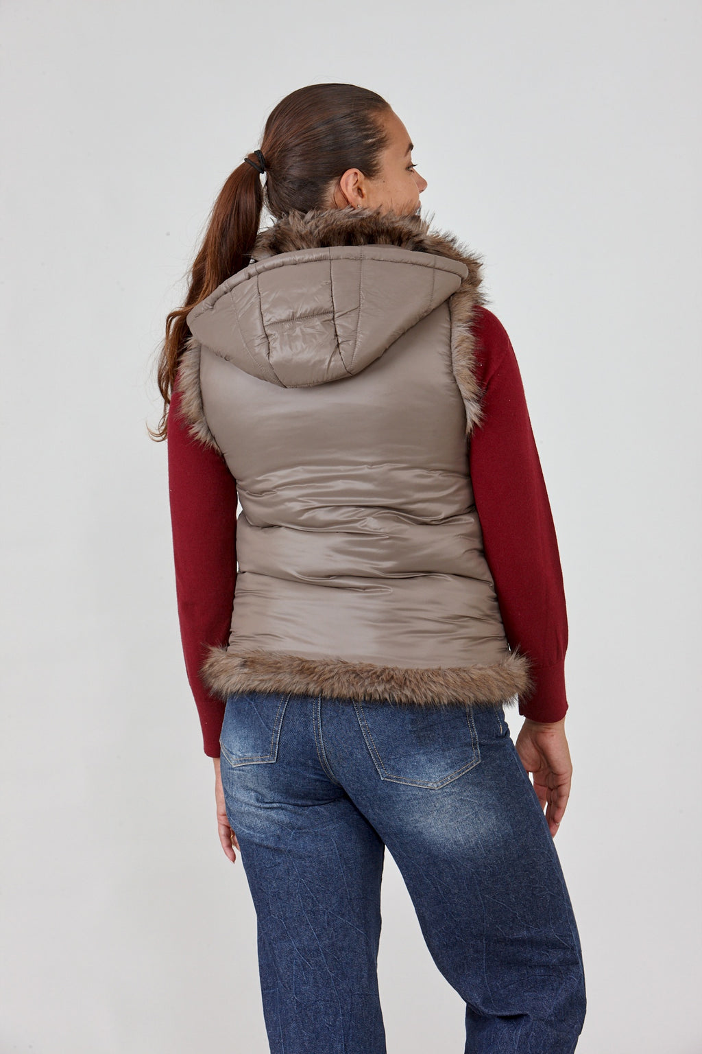 Reversible Faux Fur Hooded Vest