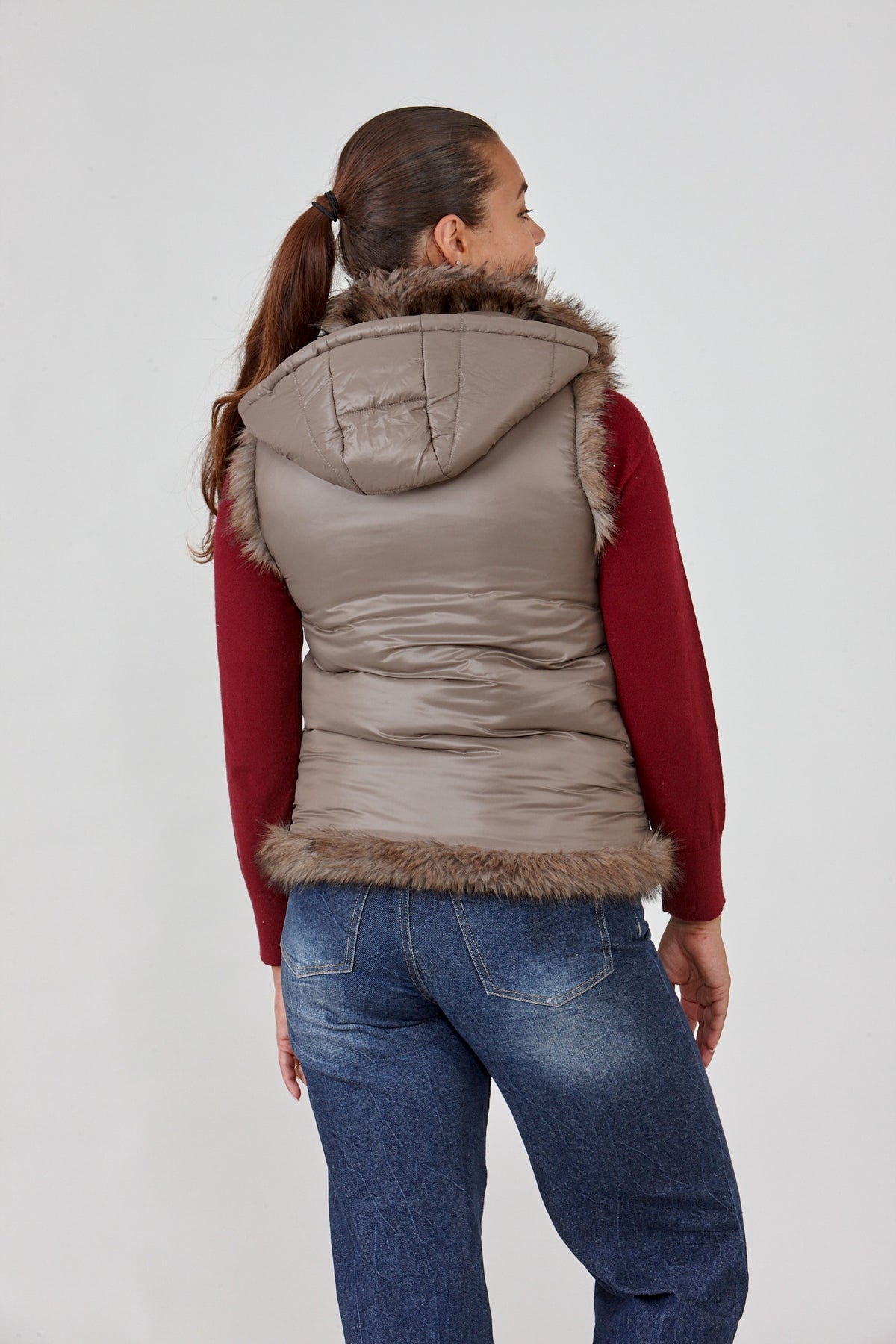 Reversible Faux Fur Hooded Vest