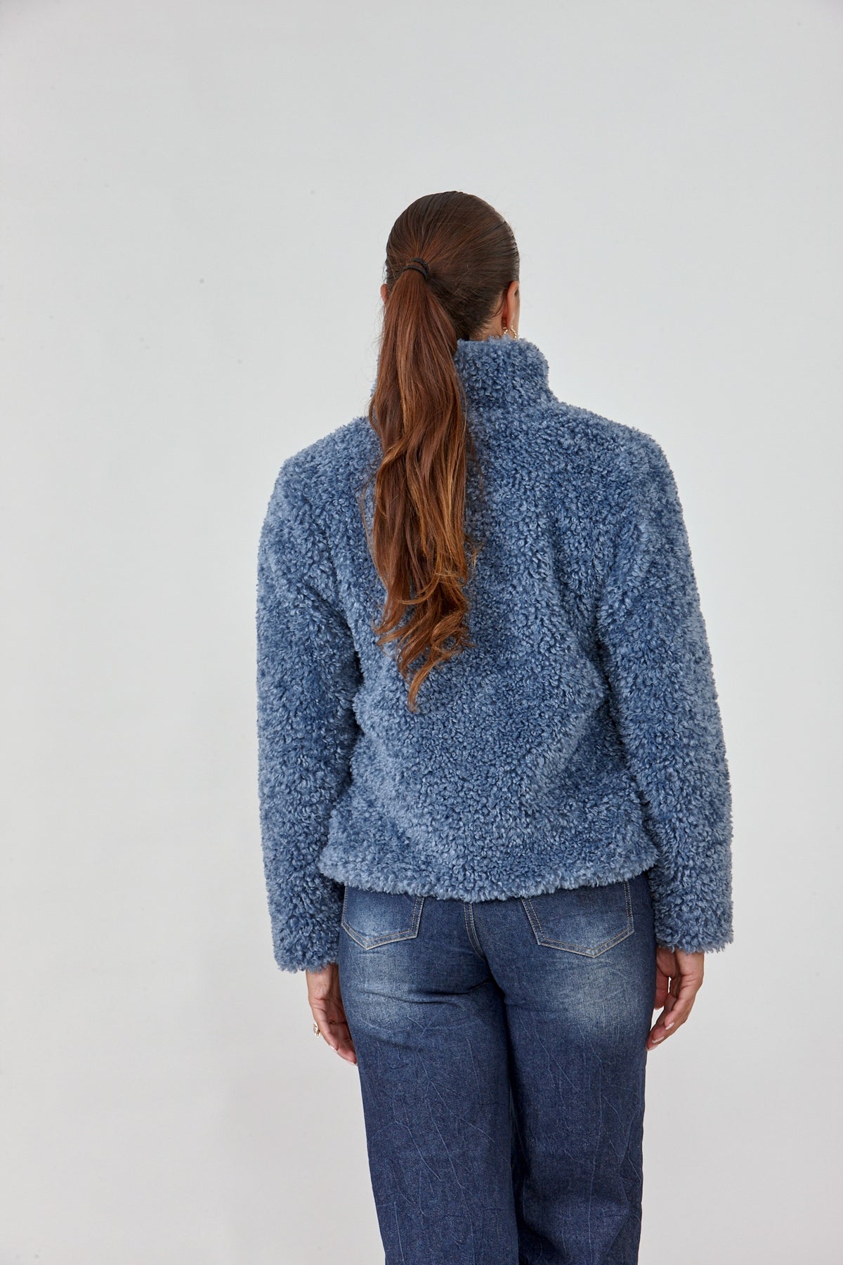 Short Faux Fur Jacket with Pockets