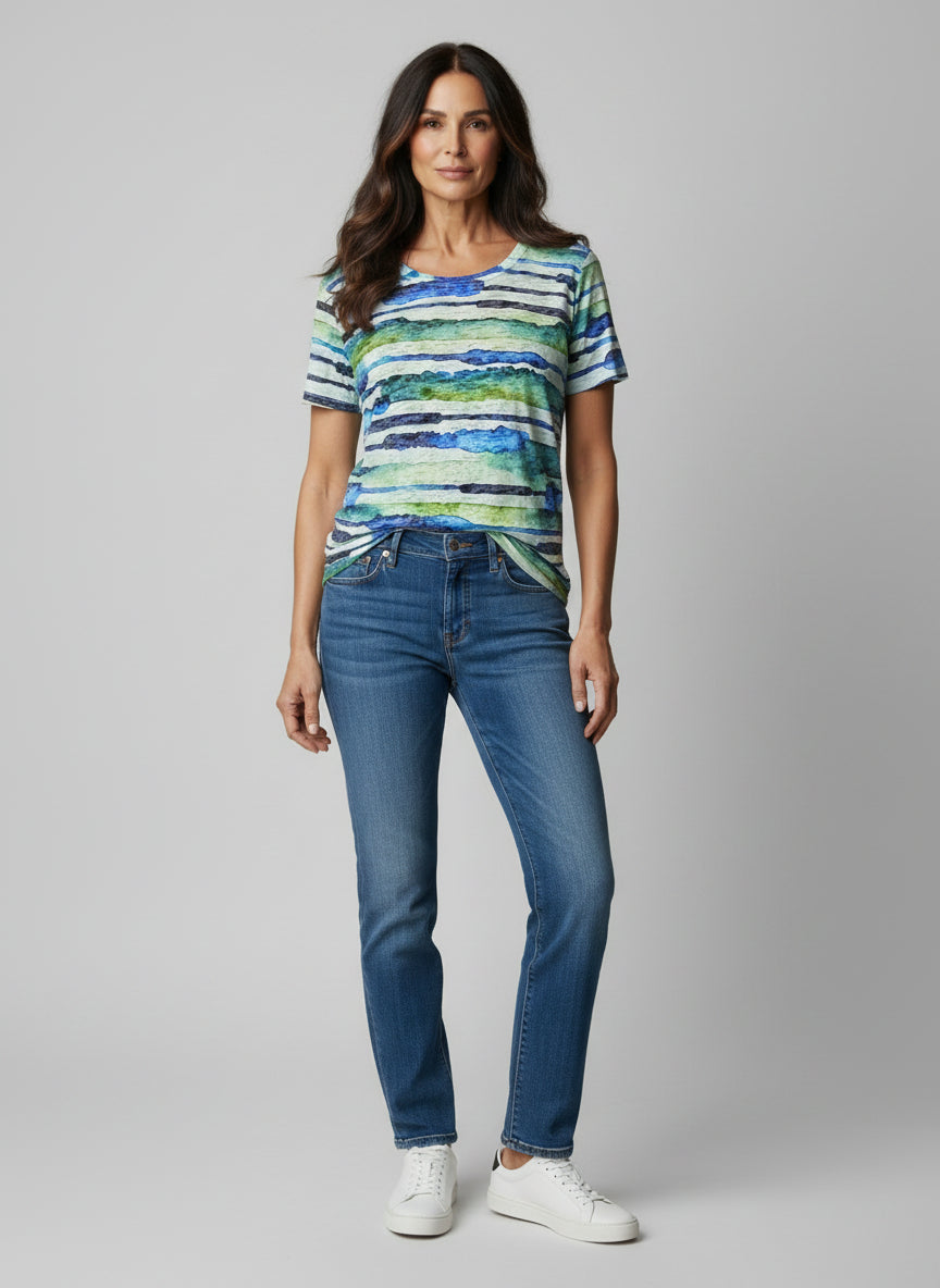 Allover Printed Watercolour Stripe T-shirt