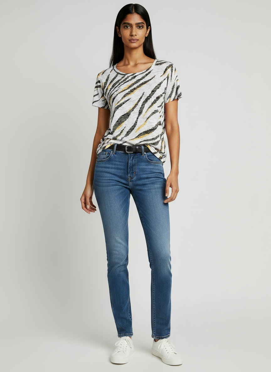 Zebra Print Crew Neck T-Shirt