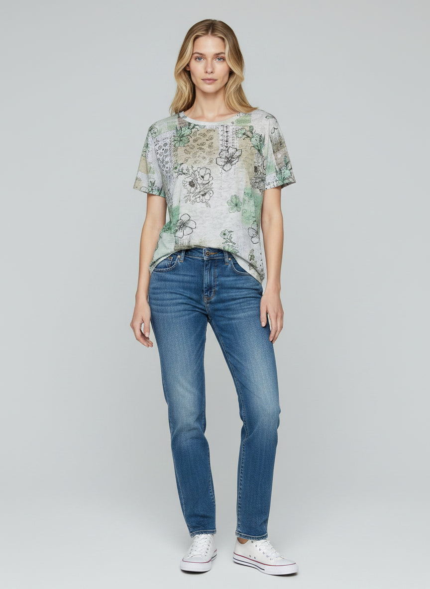 Allover Printed Floral Abstract T-shirt