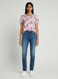 Printed T-Shirt with Crew Neck Lace Detail